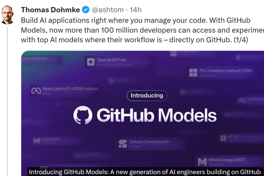 从现在起，GitHub上超1亿开发者可访问顶级大模型，构建AI应用