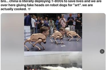 中国机器人比赛应急救援，美国网友Reddit破防：我们还在给机器狗化妆拍段子