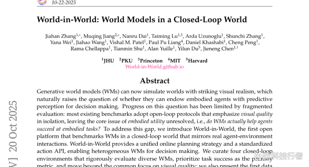 约翰霍普金斯大学World-in-World：革新AI世界模型评估