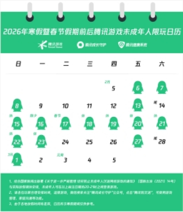 腾讯游戏启动2026寒假未成年人保护专项行动，AI功能助力家庭科学管控