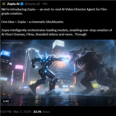 一句话变爆款短剧！Zopia重磅亮相：多Agent协作一键交付电影级成片，24小时无人值守自动化生产
