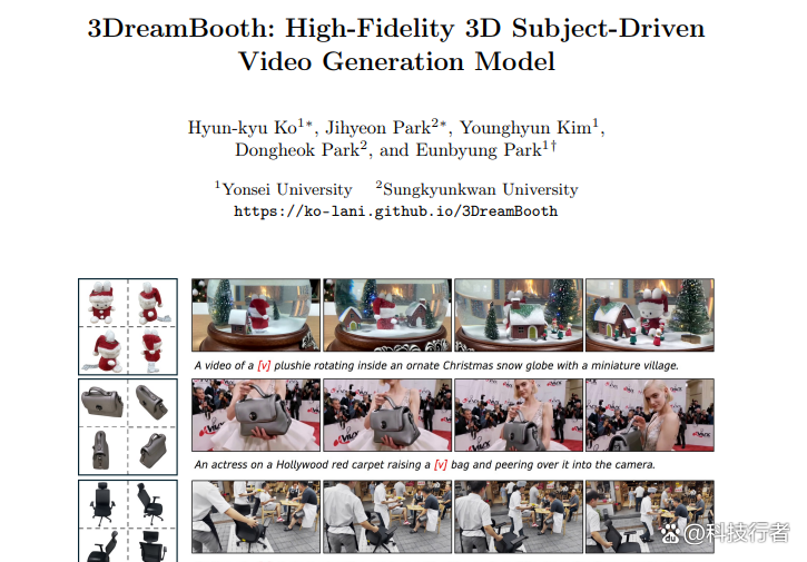 延世大学3DreamBooth：视频物体实现360度动态旋转生成突破