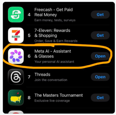 Meta AI 应用跃升至 App Store 第五名，Muse Spark 引领下载热潮
