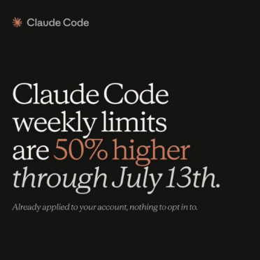 Anthropic宣布提升Claude Code额度：每周限额叠加增长50%，持续至7月13日