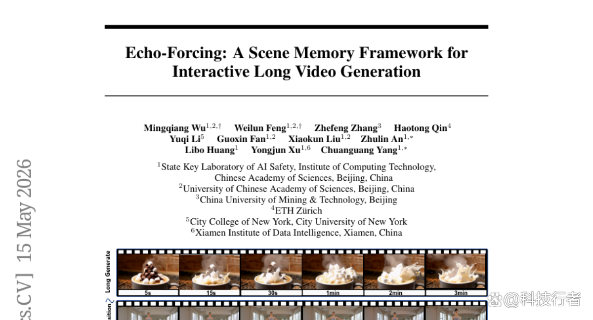 中科院计算所研发“Echo-Forcing”：让AI视频生成拥有真正的“记忆”