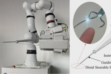 四川大学华西医院团队研发新型脊柱微创手术机器人系统MicroSpine，3根2毫米机械臂从侧前方进入绕到脊柱后方｜Science Robotics