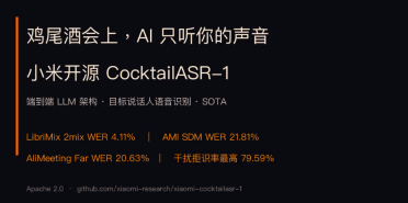 小米开源工业级目标说话人语音识别大模型 CocktailASR-1