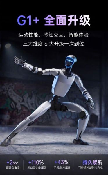 宇树人形机器人G1+发布：电机、视觉、交互与续航全面增强 标准版售价9.5万元